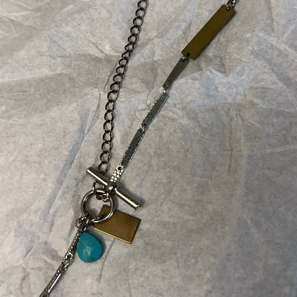 FP Mixed Metal Pendant Necklace with Turquoise Accent - Picture 4 of 7